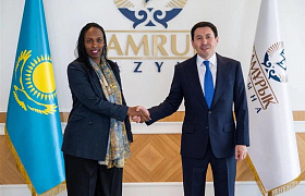 Глава «Самрук-Қазына» Нурлан Жакупов провел встречу с Алис Уваcе, CEO Rwanda Mines, Petroleum and Gas Board (RMB) и Джозефом Бутера, CEO Ngali Holdings