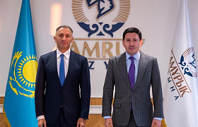 Chairman of the Samruk-Kazyna Nurlan Zhakuрov met with Azerbaijan’s Minister of Digital Development and Transport, Chairman of the AZCON Supervisory Board, Rashad Nabiyev